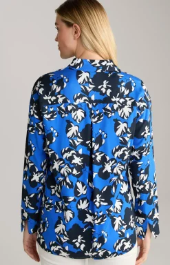 Hemdbluse in Navy/Marineblau/Weiß