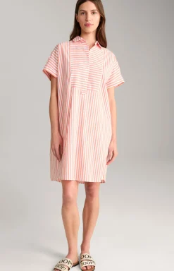 Hemdblusen-Tunika in Apricot/Weiß gestreift