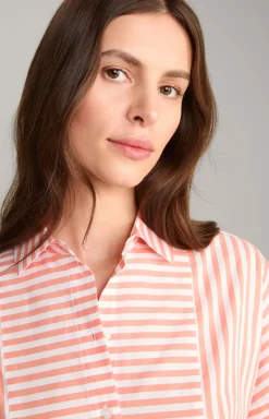 Hemdblusen-Tunika in Apricot/Weiß gestreift