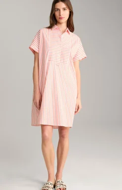 Hemdblusen-Tunika in Apricot/Weiß gestreift