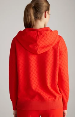 Hoodie in Rot gemustert