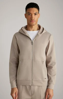 Hoodie-Sweatjacke Tiberio in Hellbraun