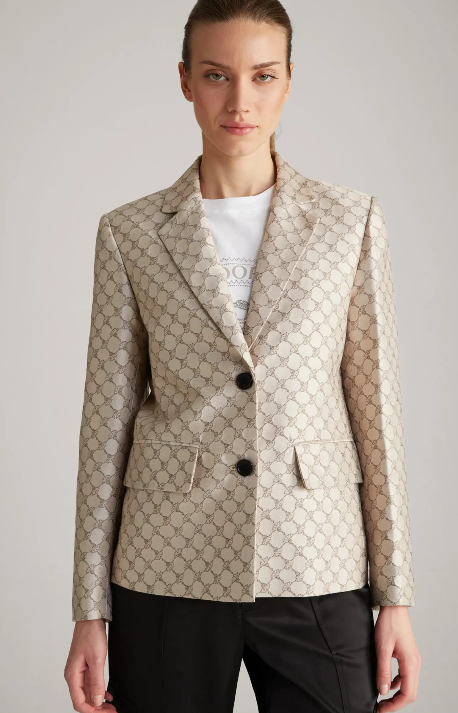 Jacquard-Blazer in Beige gemustert