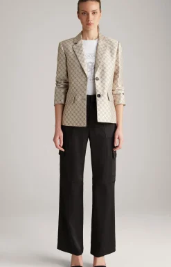Jacquard-Blazer in Beige gemustert