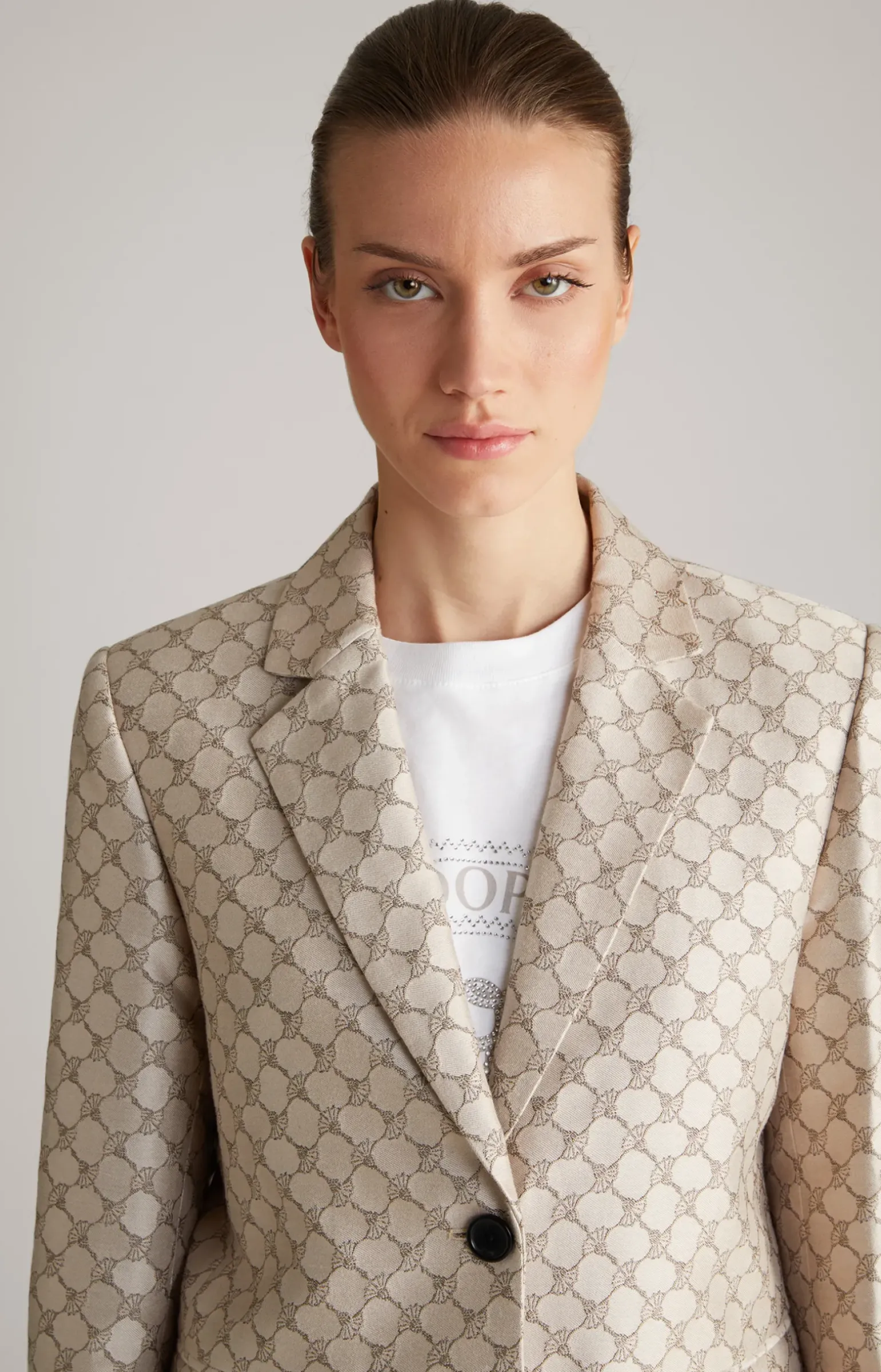 Jacquard-Blazer in Beige gemustert