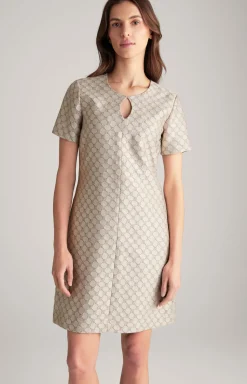 Jacquard-Kleid in Beige gemustert