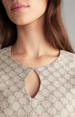 Jacquard-Kleid in Beige gemustert