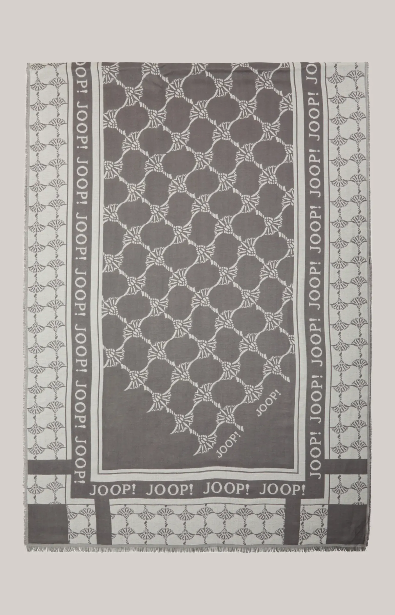 Jacquard-Schal in Grau/Creme