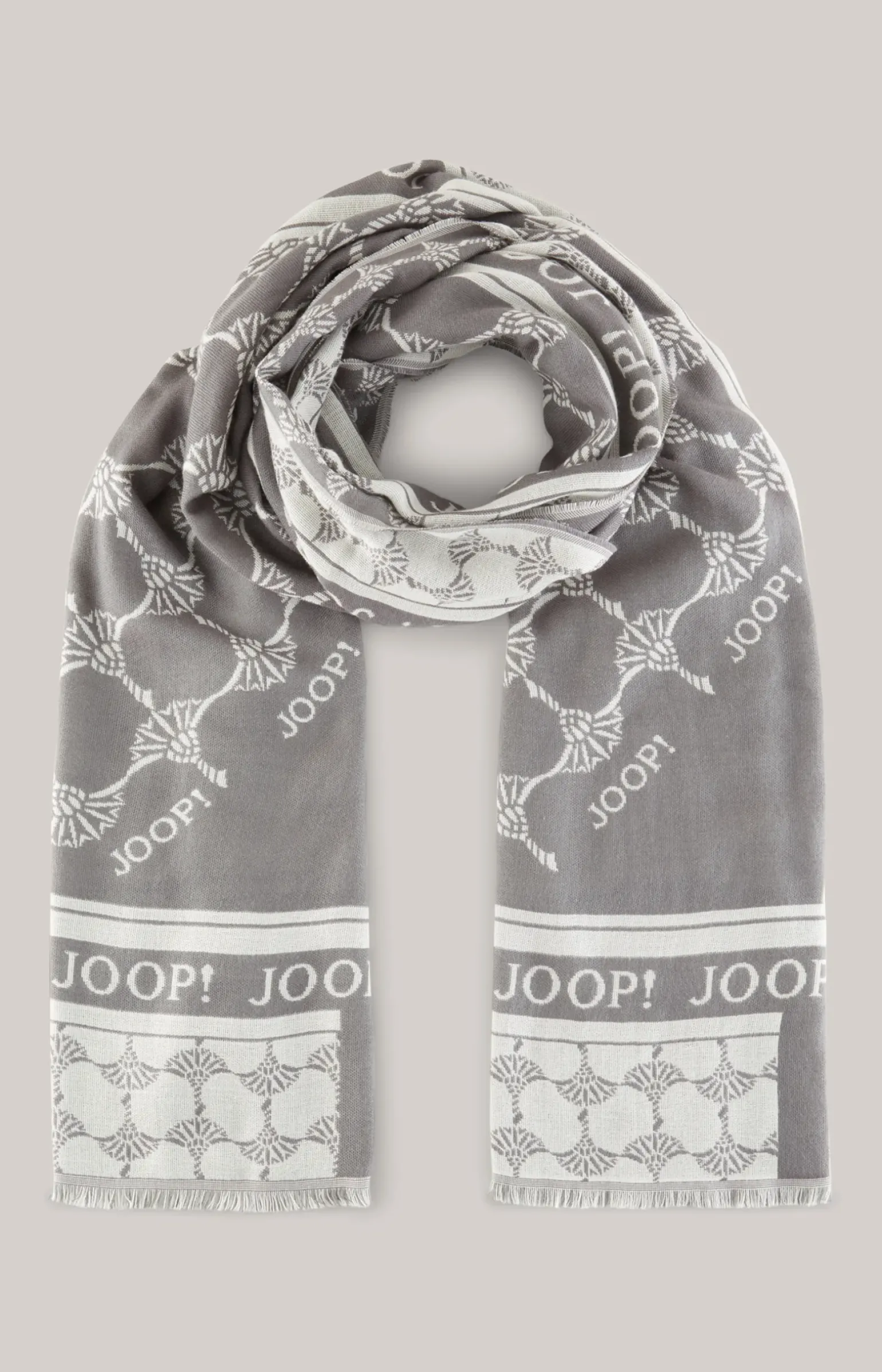 Jacquard-Schal in Grau/Creme
