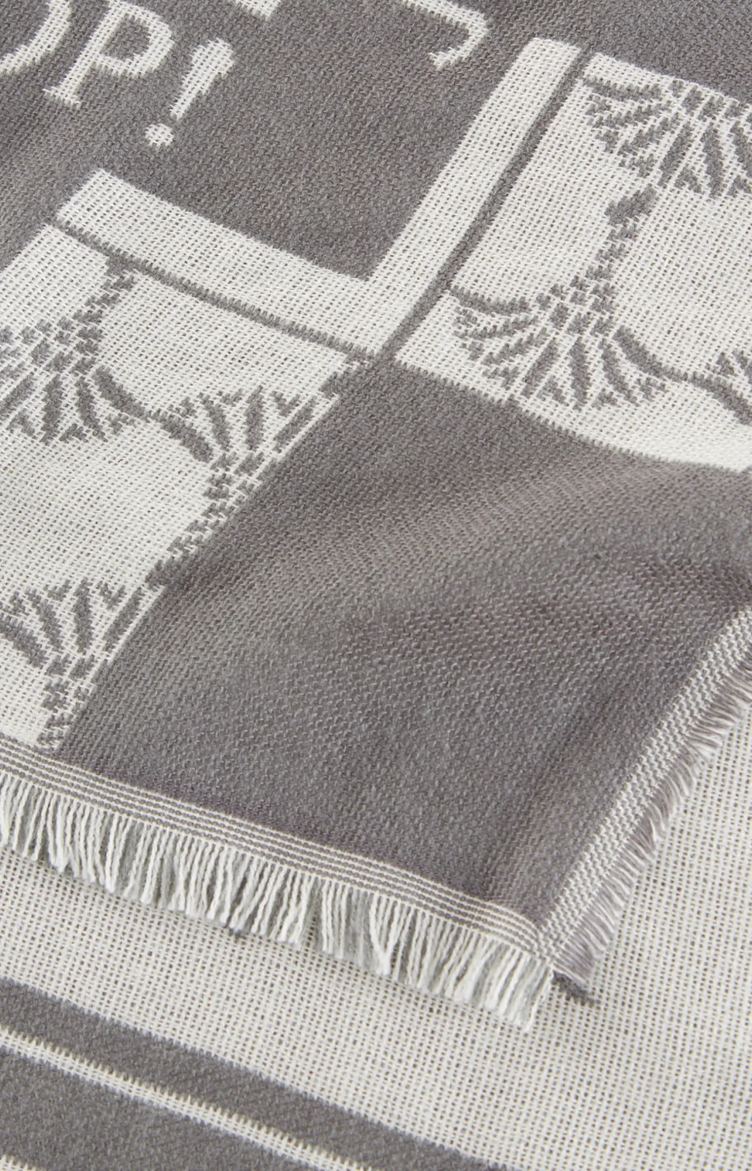 Jacquard-Schal in Grau/Creme