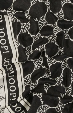 Jacquard-Schal in Schwarz/Beige