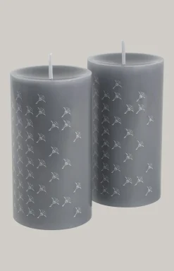 JOOP! FADED CORNFLOWER Stumpenkerze in Schiefer - 2er Set, 15 cm Höhe