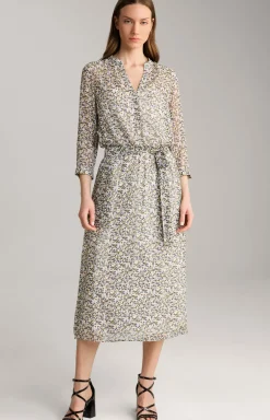 Kleid in Ecru/Flieder gemustert