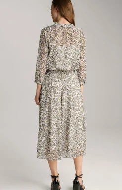 Kleid in Ecru/Flieder gemustert