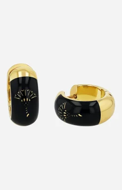 Kreolen mit Enamel Black in Gold/Schwarz