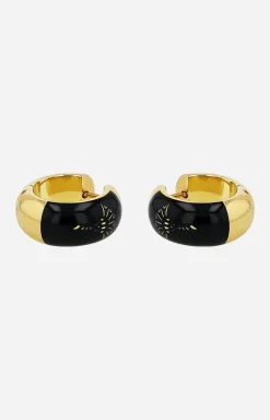 Kreolen mit Enamel Black in Gold/Schwarz