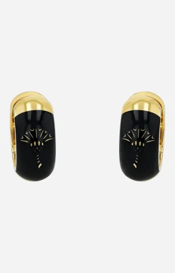 Kreolen mit Enamel Black in Gold/Schwarz