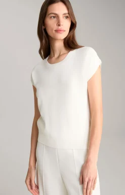 Kurzarm-Pullover in Creme