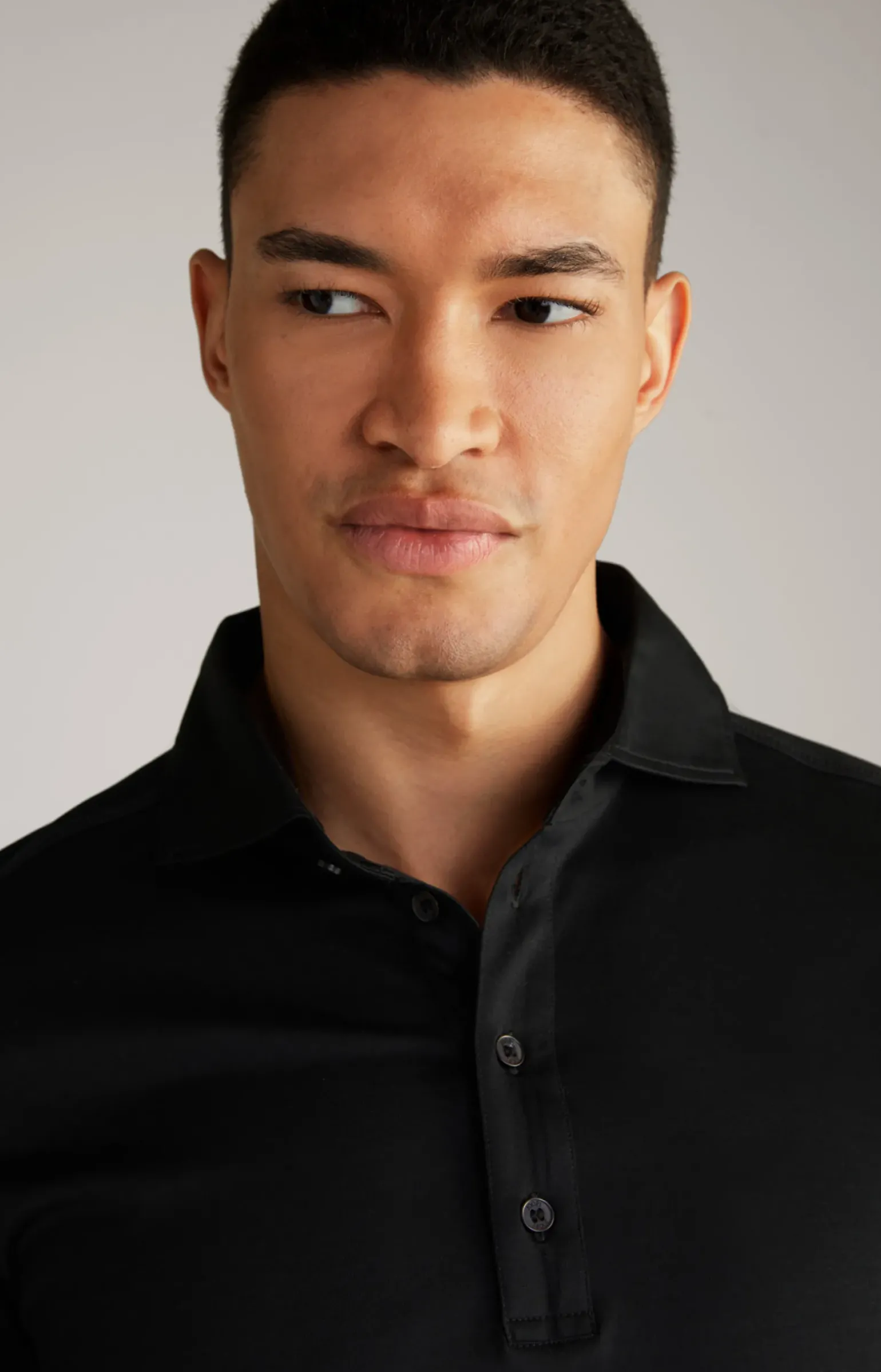 Langarm-Poloshirt Baldwin in Schwarz