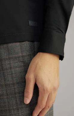 Langarm-Poloshirt Baldwin in Schwarz