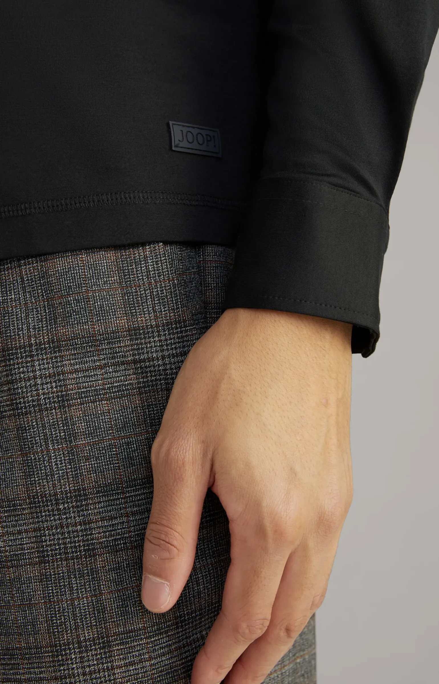 Langarm-Poloshirt Baldwin in Schwarz