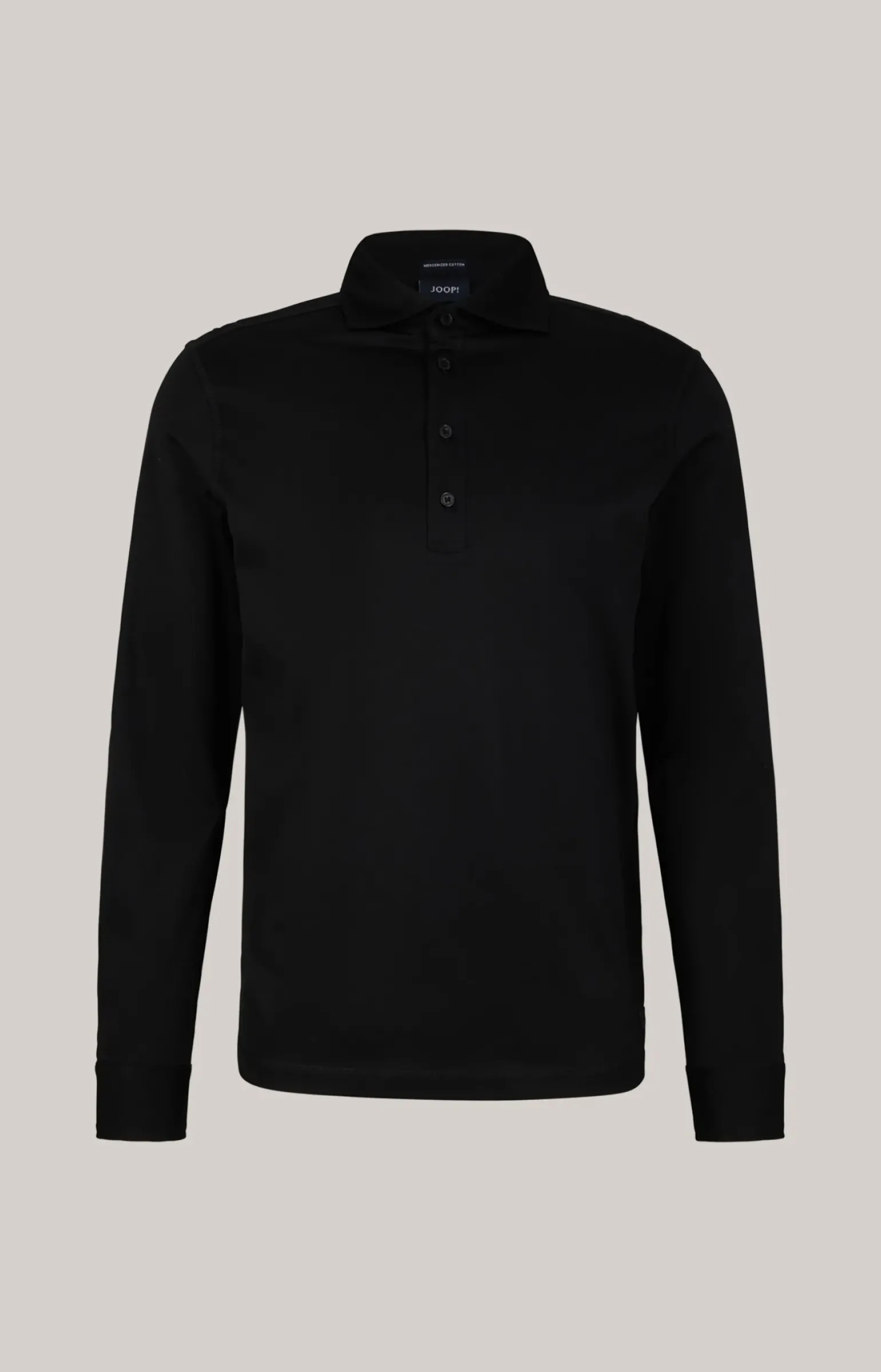 Langarm-Poloshirt Baldwin in Schwarz