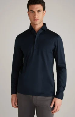 Langarm-Poloshirt Baldwin in Dunkelblau