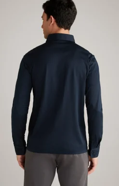 Langarm-Poloshirt Baldwin in Dunkelblau