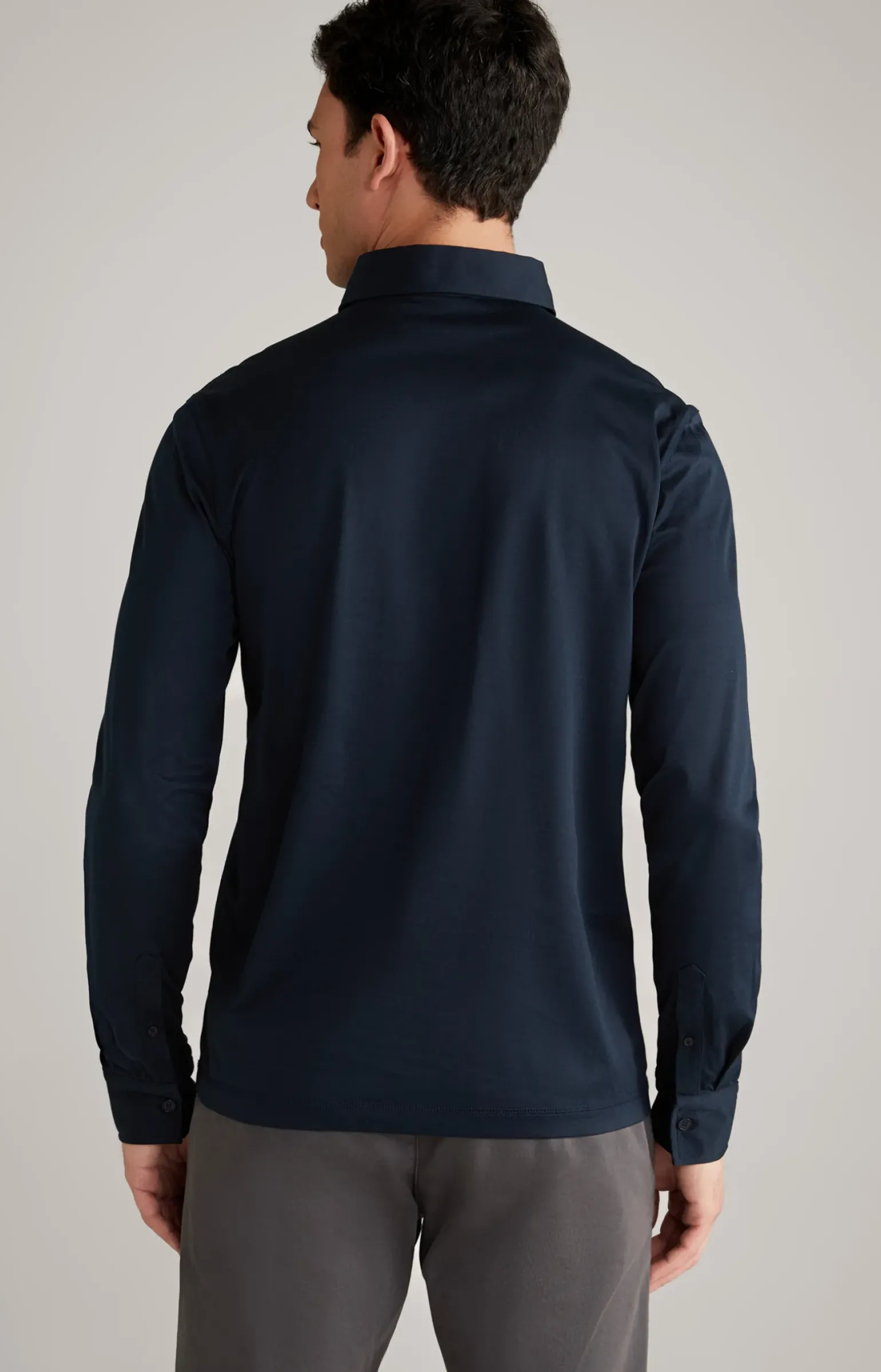 Langarm-Poloshirt Baldwin in Dunkelblau