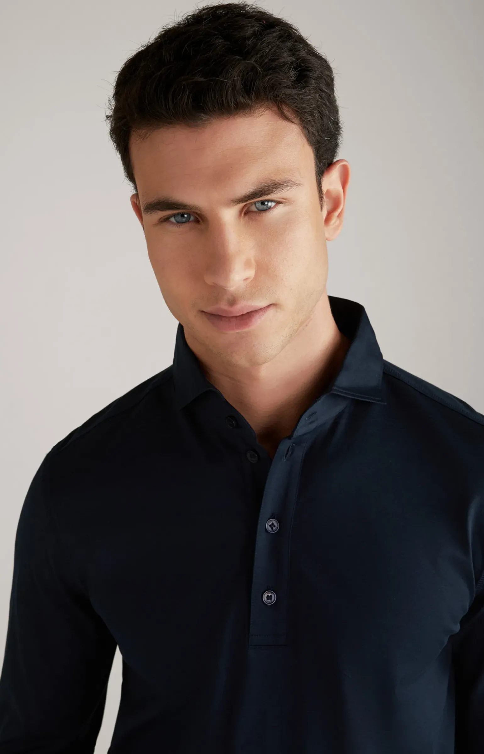 Langarm-Poloshirt Baldwin in Dunkelblau