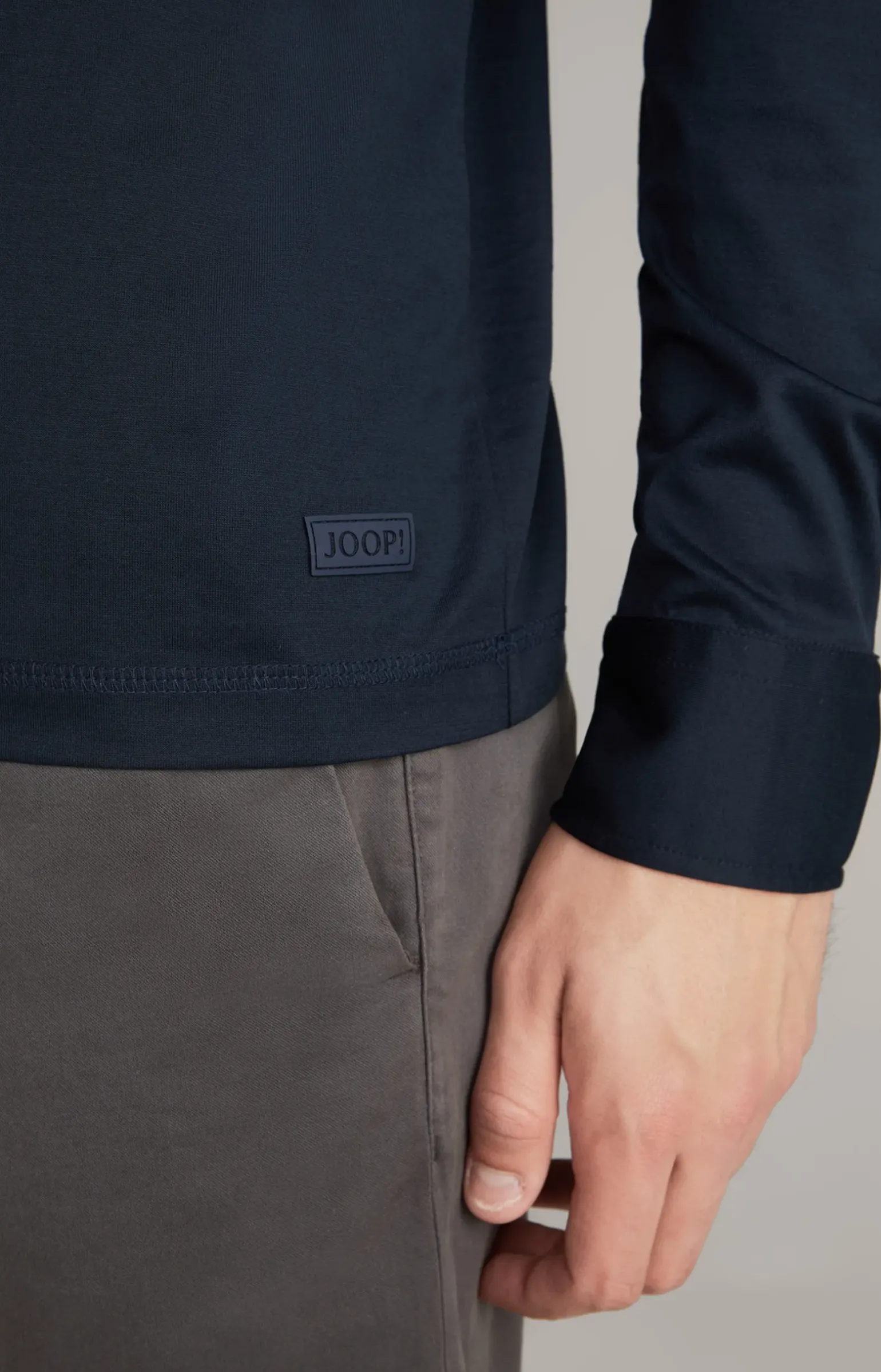 Langarm-Poloshirt Baldwin in Dunkelblau