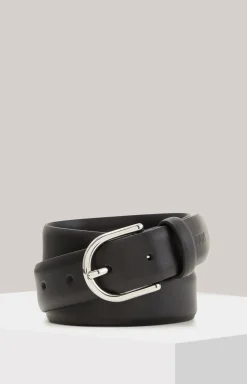 Ledergürtel in Schwarz/Silber