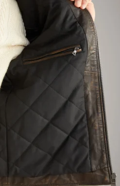 Lederjacke Cleary in Dunkelbraun