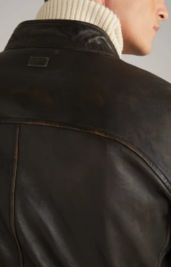Lederjacke Cleary in Dunkelbraun