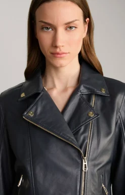 Lederjacke in Navy