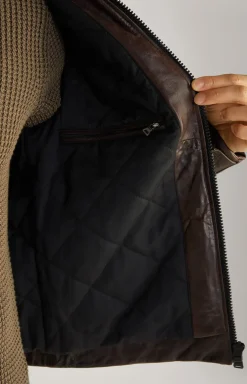 Lederjacke Lima in dunkelbraun