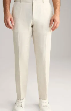 Leinen-Chino Hank in Beige meliert