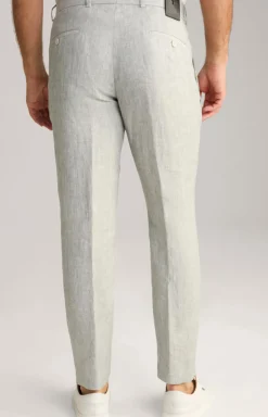 Leinen-Chino Hank in Grau meliert