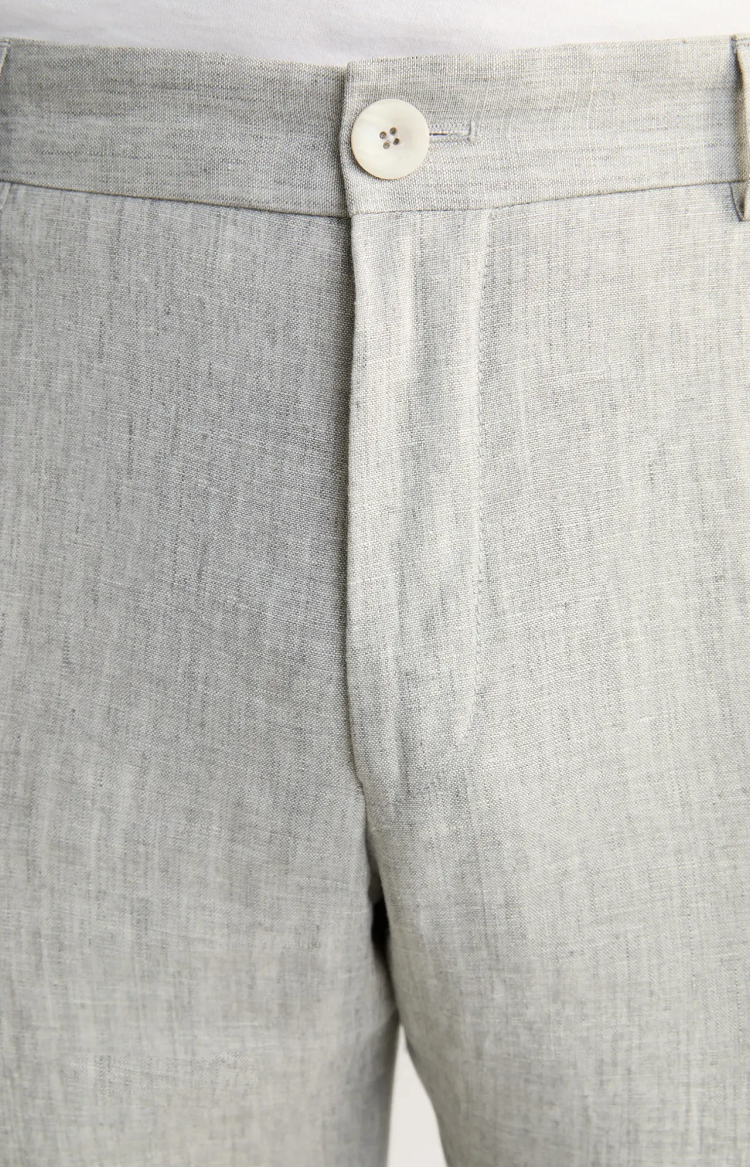 Leinen-Chino Hank in Grau meliert