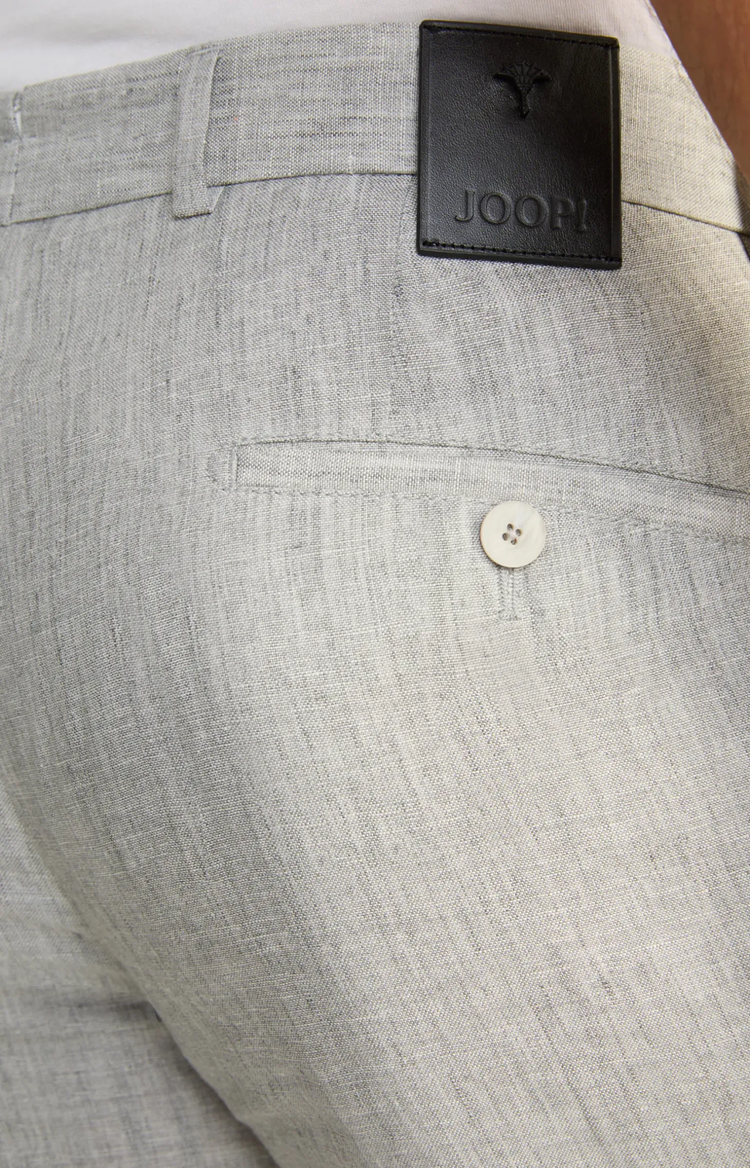 Leinen-Chino Hank in Grau meliert