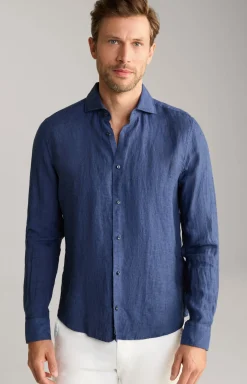 Leinen-Hemd Pai in Dunkelblau meliert