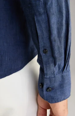 Leinen-Hemd Pai in Dunkelblau meliert