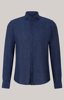 Leinen-Hemd Pai in Dunkelblau meliert