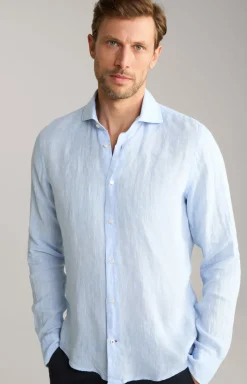Leinen-Hemd Pai in Hellblau meliert