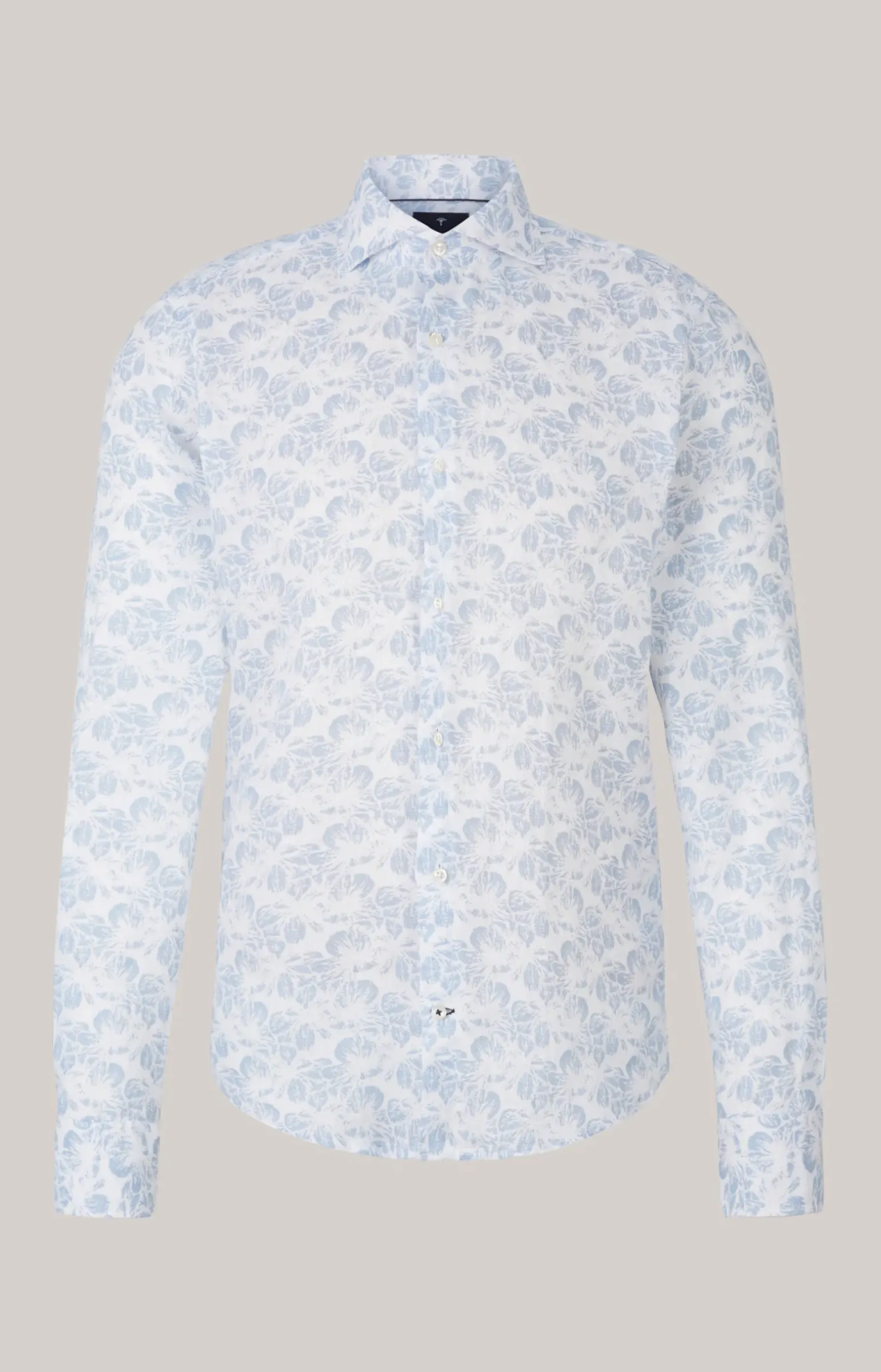 Leinen-Hemd Pai in Hellblau/Weiß gemustert