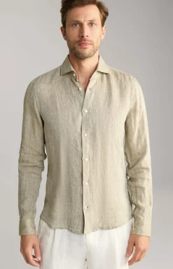 Leinen-Hemd Pai in Hellgrün meliert