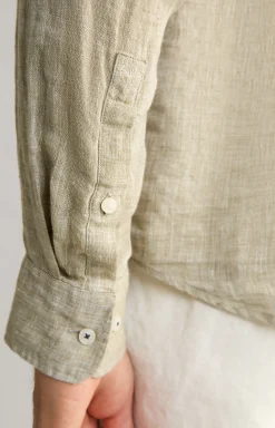 Leinen-Hemd Pai in Hellgrün meliert