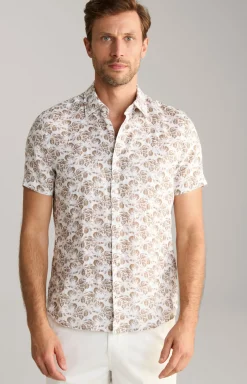 Leinen-Hemd Pit in Beige/Weiß