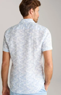 Leinen-Hemd Pit in Hellblau/Weiß