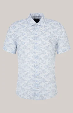 Leinen-Hemd Pit in Hellblau/Weiß